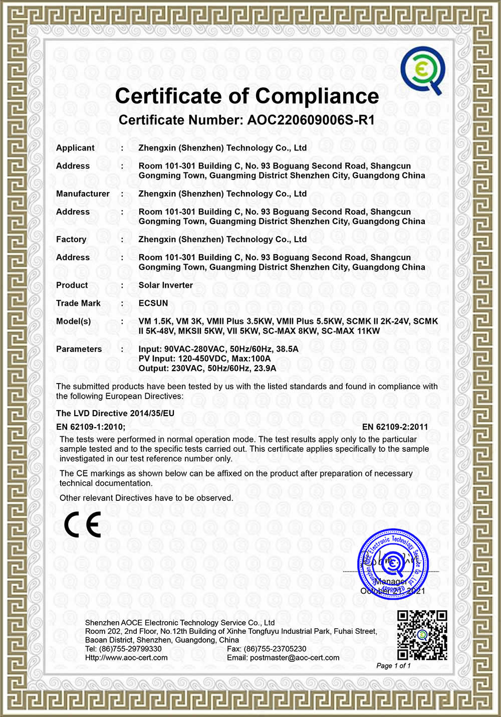 CE certification